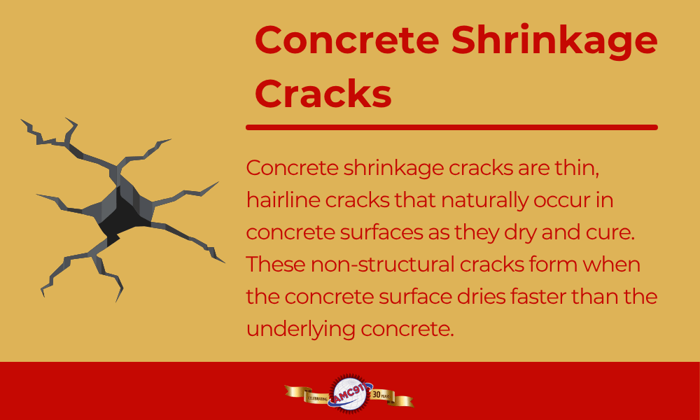 Infographic by AMC911 that explains what concrete shinkage cracks are
